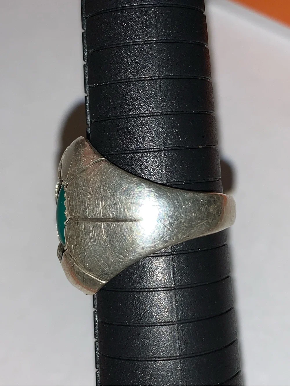 Vintage Sterling Navajo Turquoise Sterling Silver Shadowbox Ring Size 10 3/4 12g